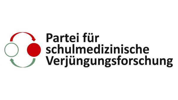 Zu sehen ist das Logo der Partei für schulmedizinische Verjüngungsforschung
