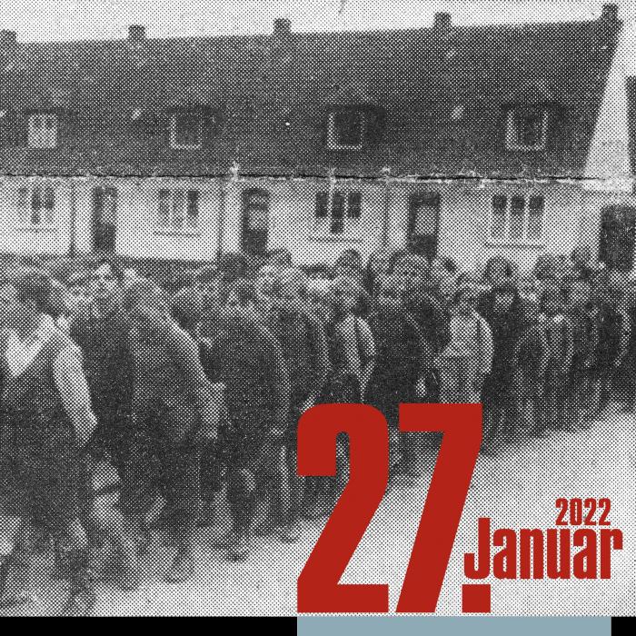 Das Poster einer Veranstaltung für den Tag des Gedenkens an die Opfer des Nationalsozialismus.